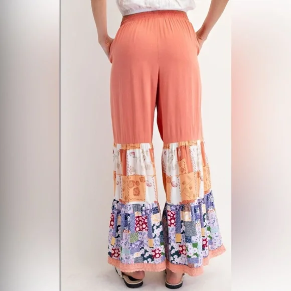 2 LEFT $45 ❤️ 267 Easel MIXED PRINT WOVEN PANTS-SIDE POCKETS